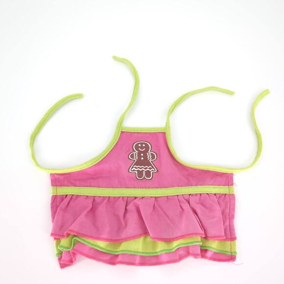 Unbranded Pink and Lime Green Holiday Baker Gingerbread Apron for 18" Dolls GUC - Picture 8 of 9